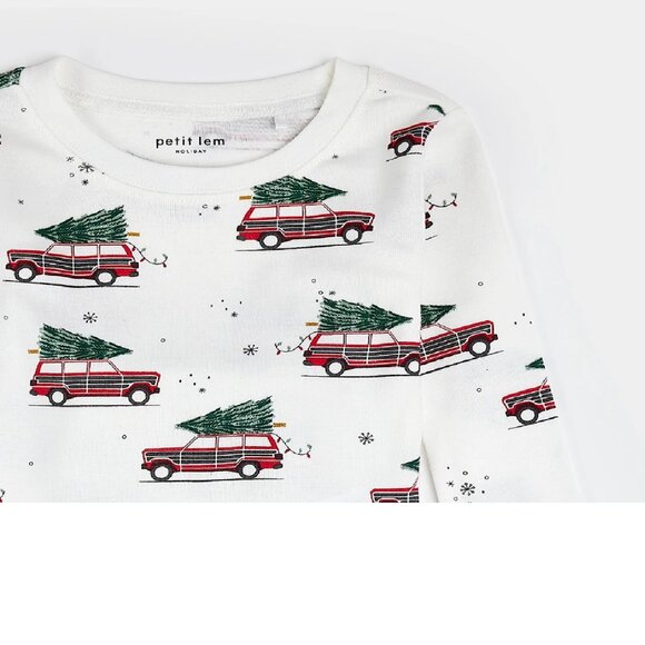 Petit Lem Festive Cars on Off-White 2-Piece PJ Set 24M - Picture 2 of 6